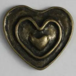 Herzknopf, vollmetall mit Doppelrand und Öse – Größe: 18mm – Farbe: altmessing – Art.Nr. 290662 Preisknaller