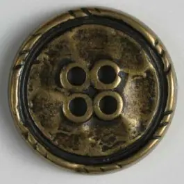 Vollmetallknopf, Rand mit Einkerbungen, 4-Loch – Größe: 25mm – Farbe: altmessing – Art.Nr. 350355 Günstig
