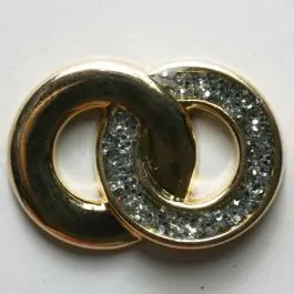 Bestpreis Ringknopf, vollmetall, glatt und Glitzer-Deko – Größe: 20mm – Farbe: gold – Art.Nr. 360185