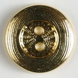 edler Vollmetallknopf mit breitem Rand, gerillter Oberfläche und 2 Löchern – Größe: 15mm – Farbe: echt vergoldet – Art.Nr. 260941 Kostenloser Rückversand