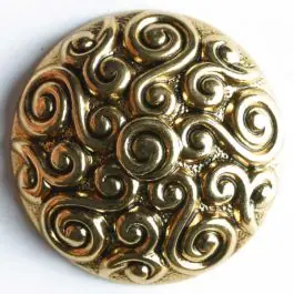 Neuheit Vollmetallknopf, mit kunstvollem Design – Größe: 23mm – Farbe: altgold – Art.Nr. 340448