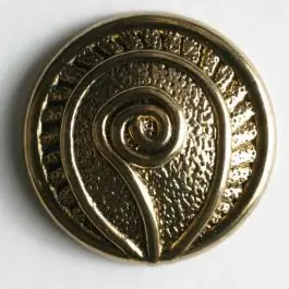 Nur Für Kurze Zeit Vollmetallknopf, mit strukturierter Oberfläche, Blütenknospe und Öse – Größe: 23mm – Farbe: altgold – Art.Nr. 340255