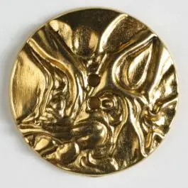 Hochwertig Vollmetallknopf mit ungleichmäßiger Struktur und 2 Löchern – Größe: 20mm – Farbe: altgold – Art.Nr. 300239