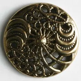 Vollmetallknopf, filigranes Design mit Öse- Größe: 25mm – Farbe: altgold – Art.Nr. 360082 Abverkauf