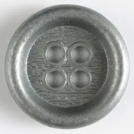 Vollmetallknopf mit schönem breiten Rand, Innenteil mit Borkenmuster und 4 großen Löchern – Größe: 23mm – Farbe: altsilber – Art.Nr. 310438 Neu