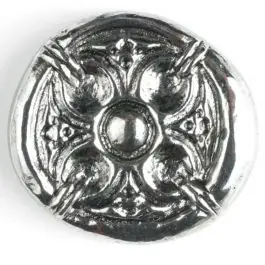 Vollmetallknopf, antik anmutendes reliefartiges Motiv mit Öse – Größe: 30mm – Farbe: altsilber – Art.Nr. 370385 Preis Gesenkt