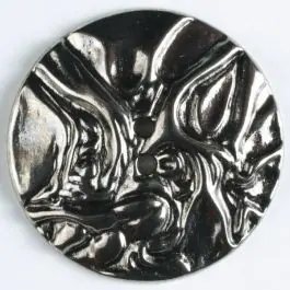 Premium Vollmetallknopf mit ungleichmäßiger Struktur und 2 Löchern – Größe: 34mm – Farbe: altsilber – Art.Nr. 370124