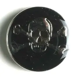 Piratenknopf, vollmetall schwarz/silber, Gift-Symbol Schädel mit gekreuzten Knochen – Größe: 25mm – Farbe: silber – Art.Nr. 360437 Online Kaufen