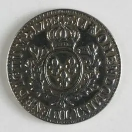 Vollmetallknopf, gekrönter Lilienwappenschild, umgeben von zwei gebundenen Lorbeerzweigen – Größe: 23mm – Farbe: altsilber – Art.Nr. 270217 Günstig