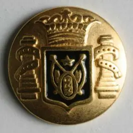 Markenware Wappenknopf, vollmetall, goldenfarbig mit blauem Emaille-Wappen und Öse – Größe: 18mm – Farbe: blau – Art.Nr. 330370