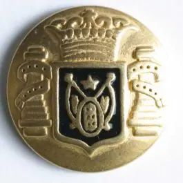 Wappenknopf, vollmetall, goldenfarbig mit schwarzem Emaille-Wappen und Öse – Größe: 23mm – Farbe: schwarz – Art.Nr. 360275 Versand Am Gleichen Tag