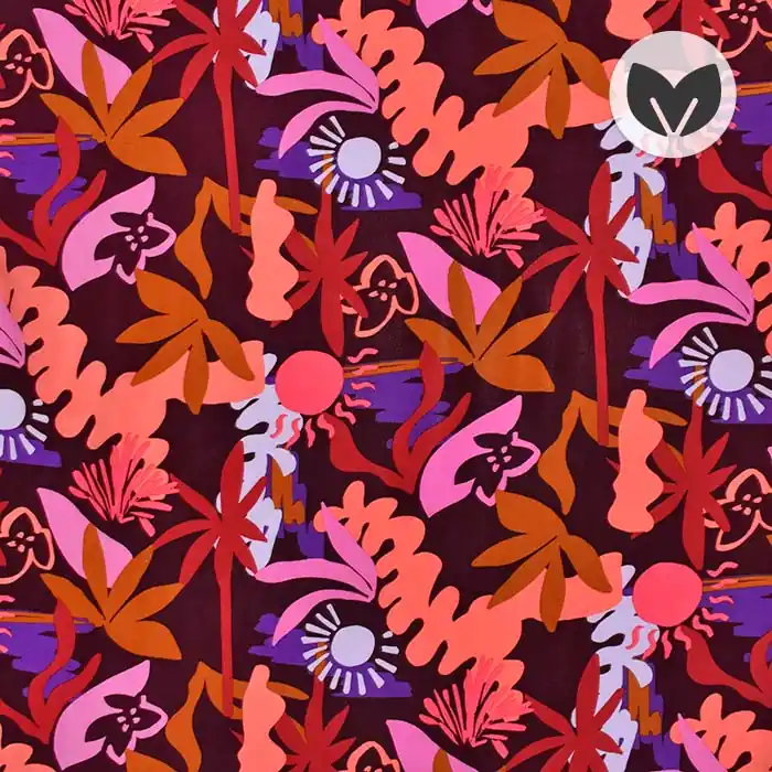 Original Gewebe, Viskose, floral, 29792-002, bordeaux