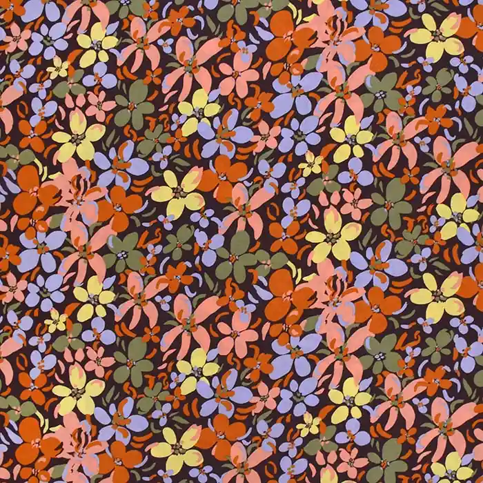 Heute Kaufen Gewebe, Viskose, floral, 29823-005, braun