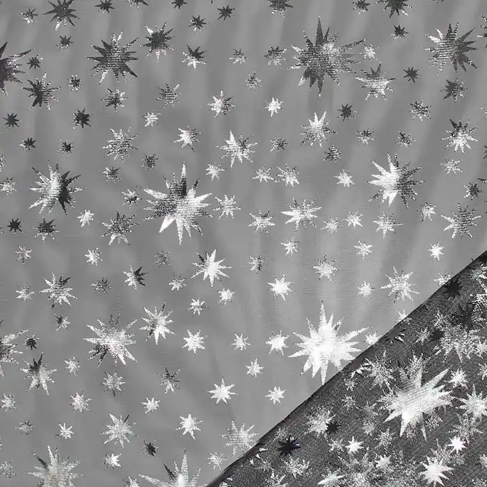 Tüll weicher, Sterne, 30185-022, schwarz-silberfarben Gratis Versand