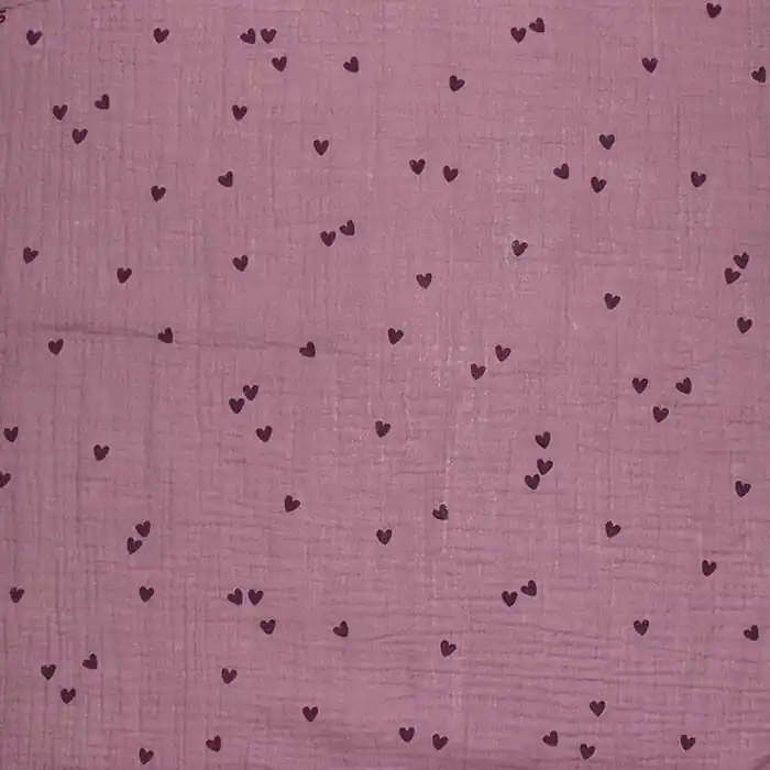 Bestseller Musselin, doppelt, Herzen, 29811-049, rosa-violett