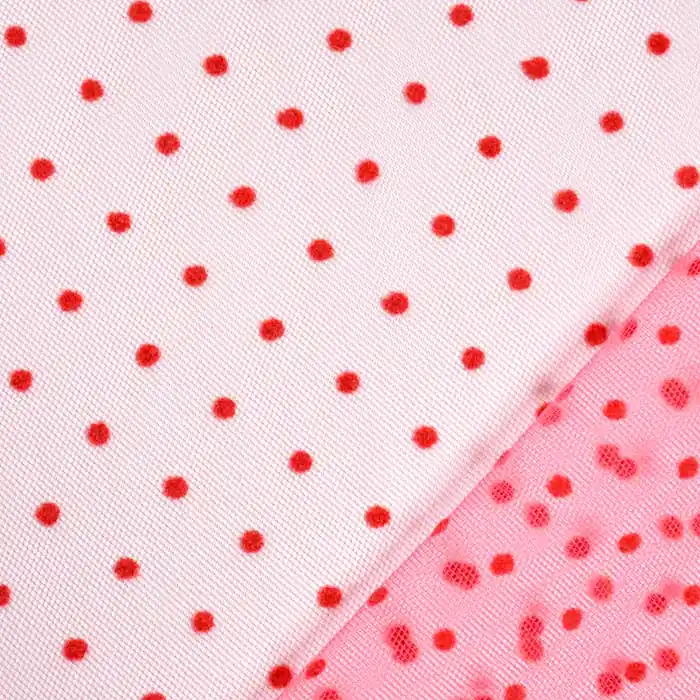 Sonderaktion Tüll, weich, Punkte, 22282-11, koralenrot