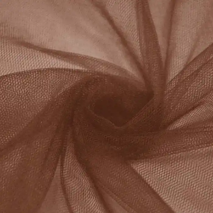 Premium Tüll weich, glänzend, 20189-26, dunkelbraun