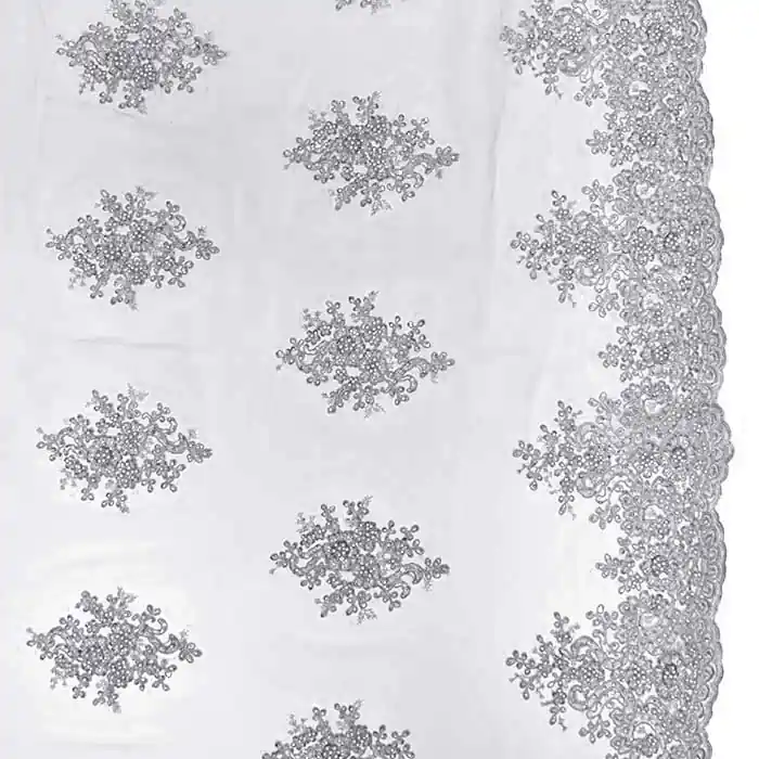 Spitze mit Perlen, floral, 29560-555, grau Jetzt Zugreifen