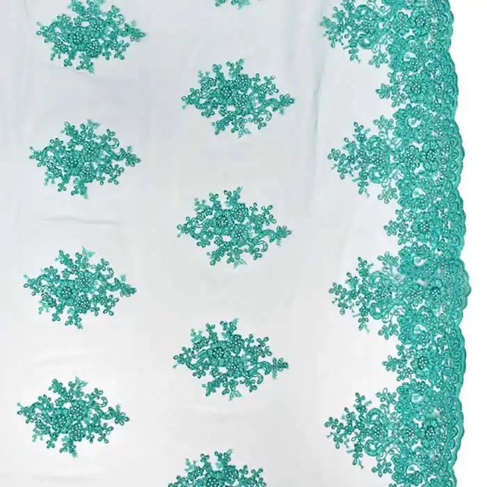 Spitze mit Perlen, floral, 29560-971, mint Abverkauf