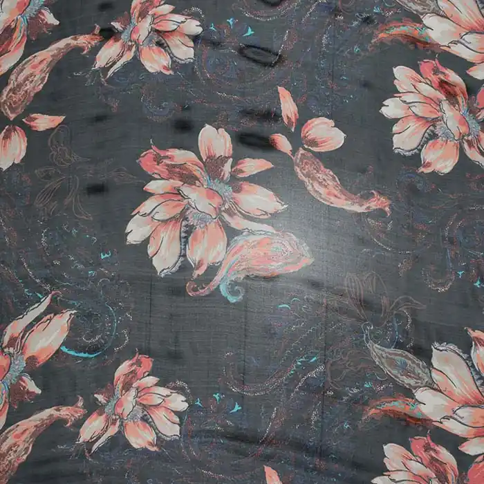 Billig Chiffon, Seide, Viskose, floral, 29553-05