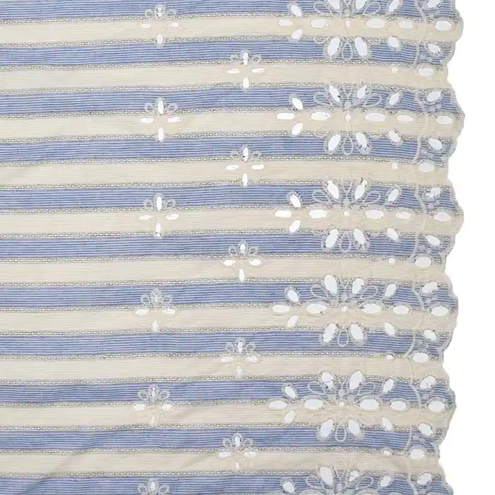 Baumwolle, Richelieu, floral, 29253-17, blau-sahne Jetzt Zugreifen