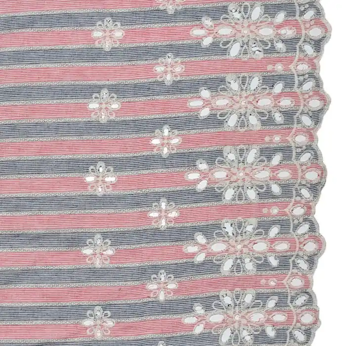Beliebt Baumwolle, Richelieu, floral, 29253-18, blau-rot