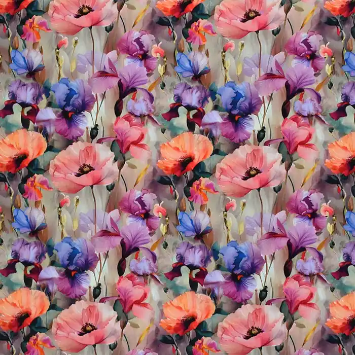 Gewebe, Viskose, floral, 29413-14 Online Kaufen