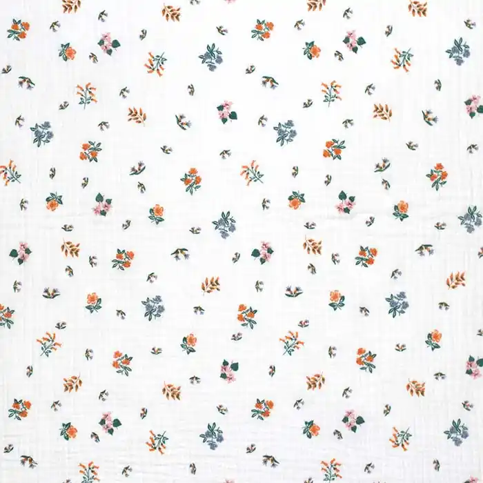 Musselin, doppelt, floral, 29147-002 Premium