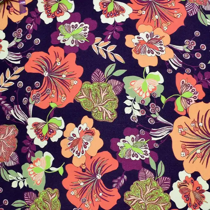 Gewebe, Viskose, Wolle, floral, 28714-01 Zertifiziert