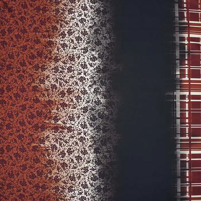 Satin, Polyester, digital, floral, 28790-19, ziegelfarben Geld-Zurück-Garantie