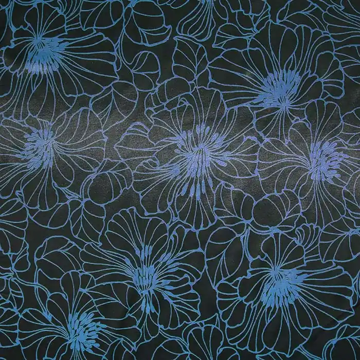 Gewebe, Viskose, Satin, floral, 28793-25, blau Neue Ware