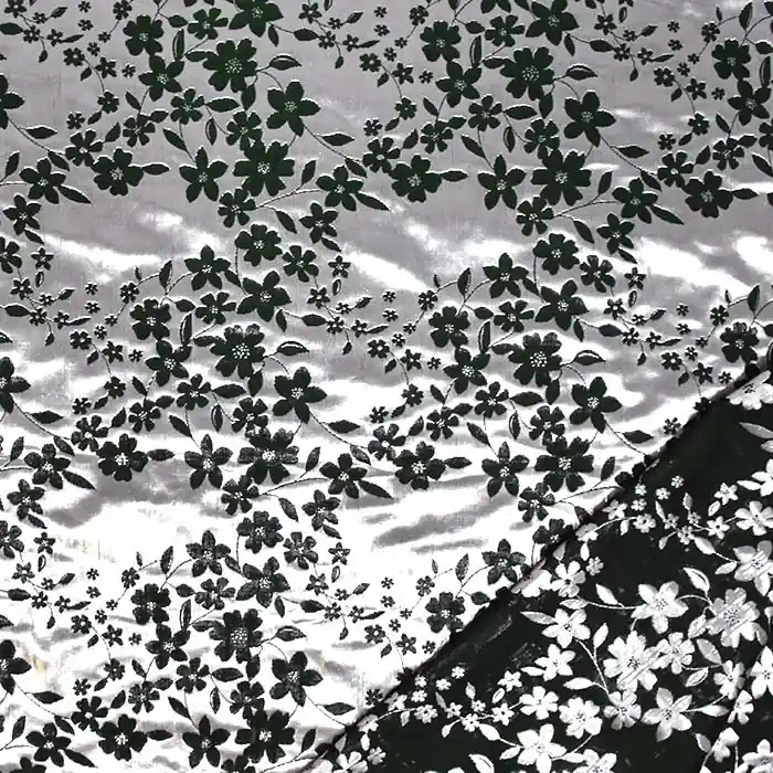 Jacquard, beidseitig, floral, 28540-037, silbern-grün Sonderaktion