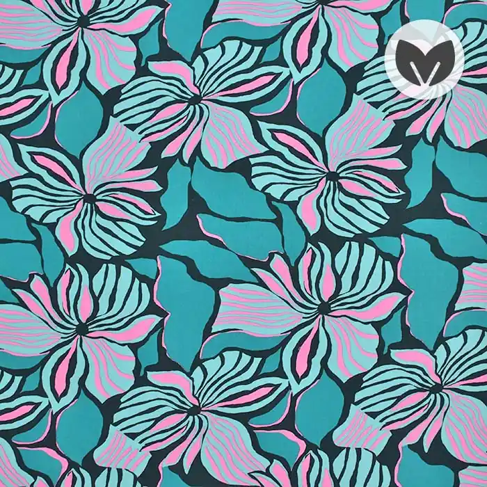 Gewebe, Viskose, floral, 28416-005 Preiswert