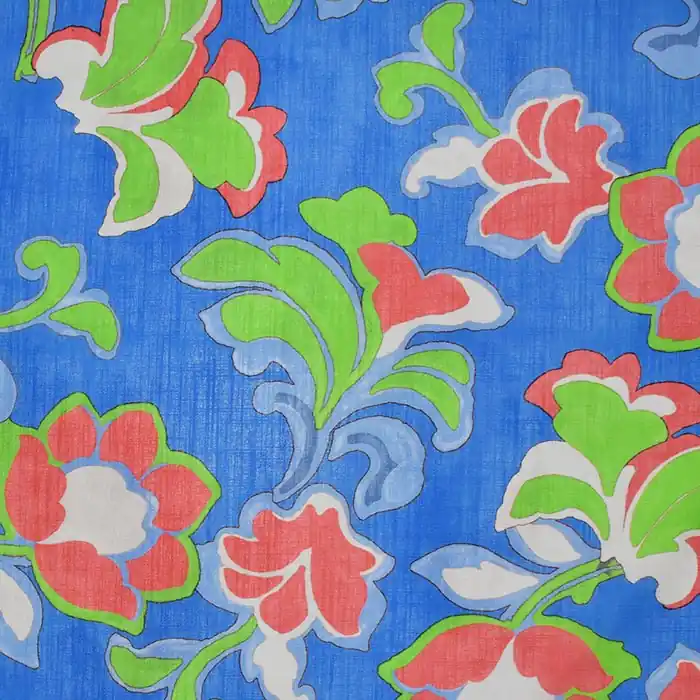 Gewebe, dünn, Baumwolle, floral, 29299-12, blau Preis Gesenkt