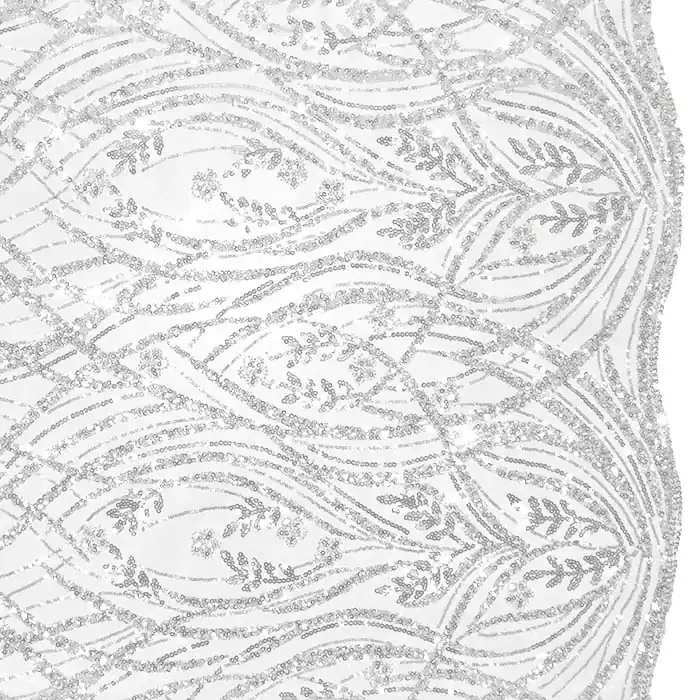 Spitze mit Pailletten, floral, 28707-010, weiß Handgefertigt