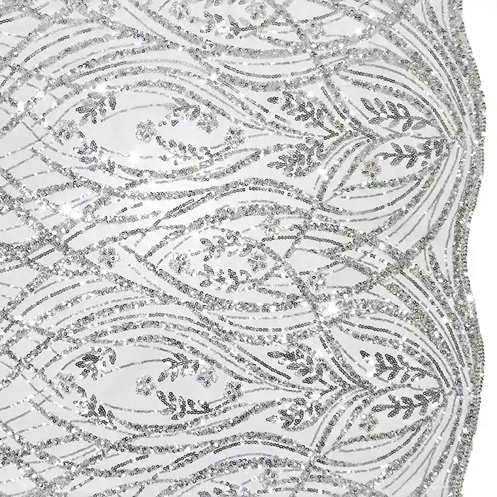 Spitze mit Pailletten, floral, 28708-555, silbern Online Kaufen