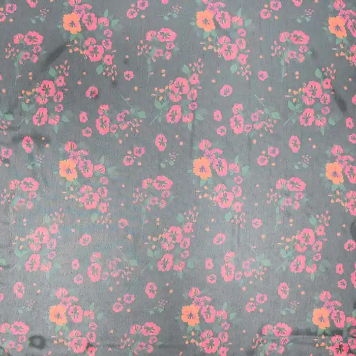 Chiffon, Polyester, digital, floral, 28786-10, schwarz Knallerangebot