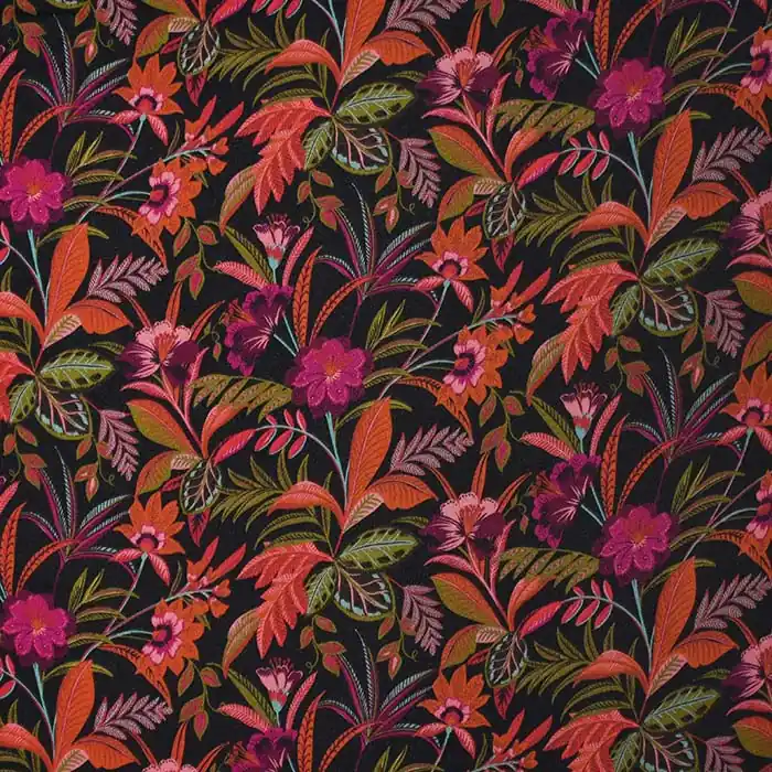 Begrenztes Angebot Gewebe, Viskose, floral, 28680-05, schwarz