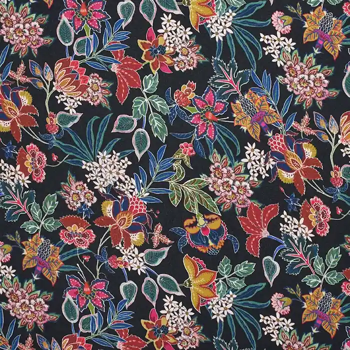 Gewebe, Viskose, floral, 28680-06, schwarz Angebot