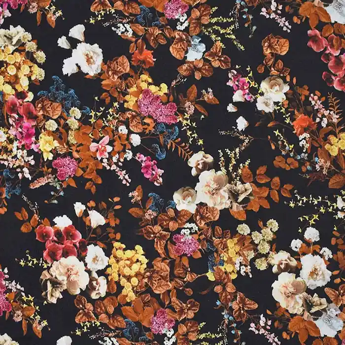 Expressversand Gewebe, Viskose, floral, 28680-07, schwarz