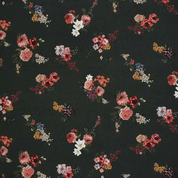 Gewebe, Viskose, floral, 28680-09, dunkelgrün Kracherpreis