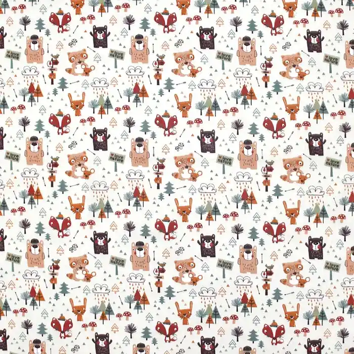 Baumwolle, Popeline, Tiere, 28634-01 Versand Am Gleichen Tag