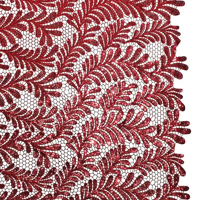 Spitze mit Pailletten, Natur, 28899-460, rot Geprüft