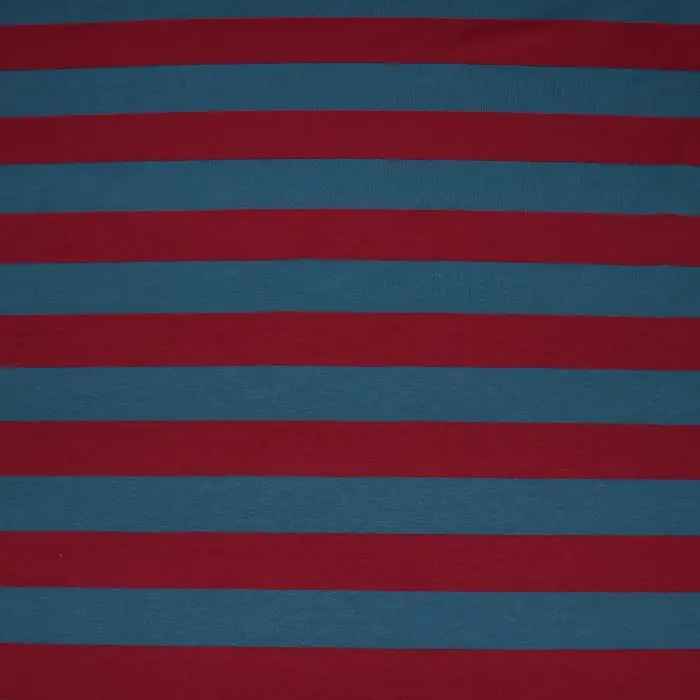 Solange Der Vorrat Reicht Jersey, Baumwolle, Streifen, 28022-12, bordeaux-blau