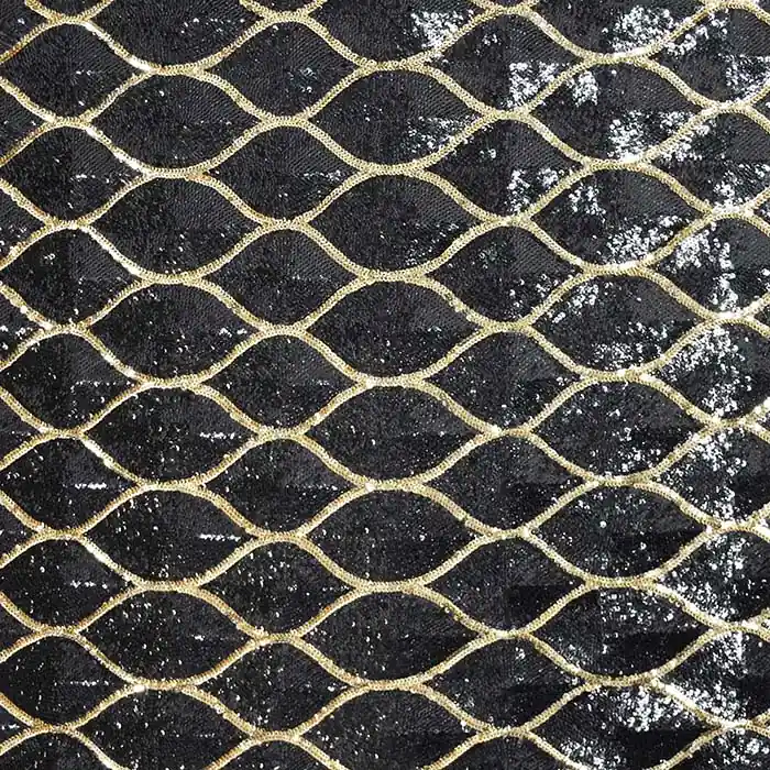 Mega-Angebot Pailleten auf Netz, geometrisch, 28709-2001, schwarz-golden