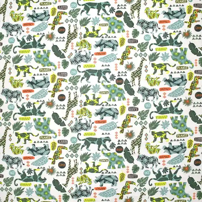 Gleich Bestellen Baumwolle, Popeline, Tiere, 28613-02, sahne