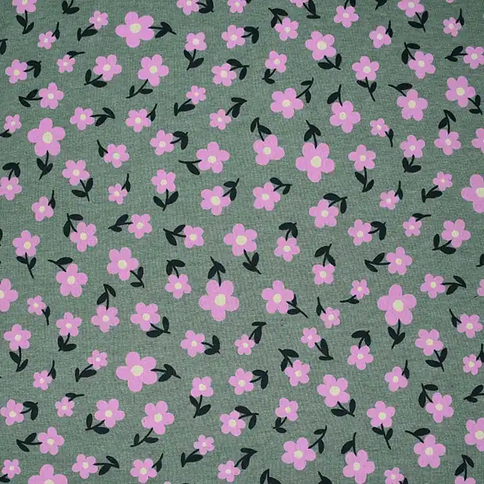 Sweatshirtstoff, flauschig, floral, 28454-017, grün Ab Werk